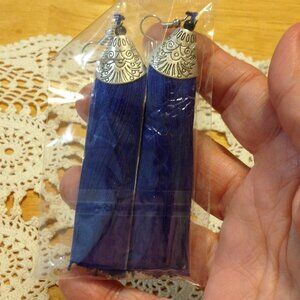 Blue Tassel Earrings, new.